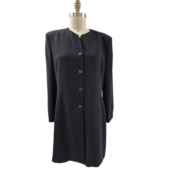 Jones New York Black Crepe Dressy Mid Length Coat NWOT Sz 16 Career - Picture 1 of 7